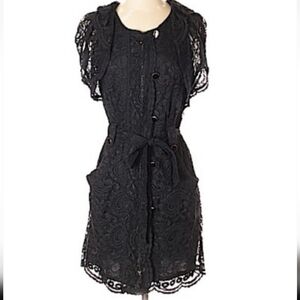Leifsdottir Anthro Black Lace Zip Up Dress 8 Medium M
